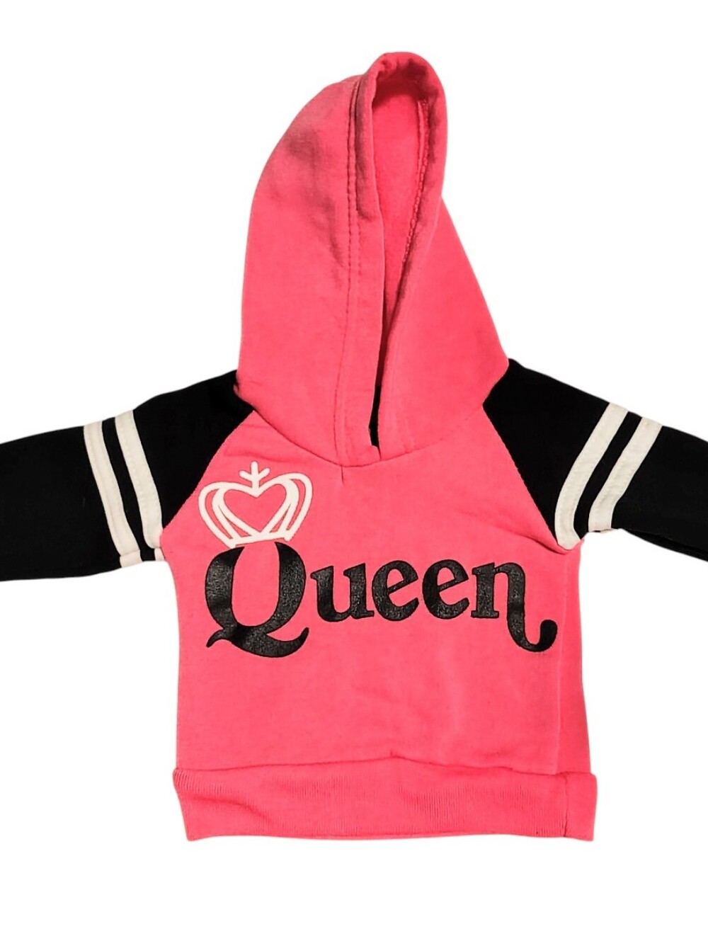 O.S.C Barbie Pink and Black Queen Crown Hoodie Sweatshirt Size 3 Months